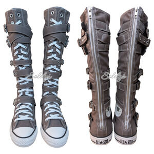 Converse 2012 XXHI 7 Multi Strap Buckle Knee High Sneaker Boot Grey 7.5 RARE